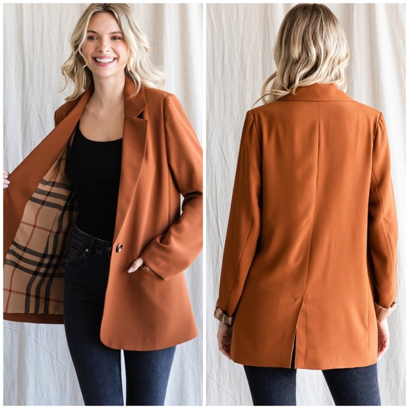 JODIFL Oversized Toffee Color Designer Inspired Blazer - Picture 2 of 3